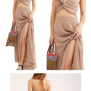 Free people two piece polka dot set top and skirt. perfect for summer!